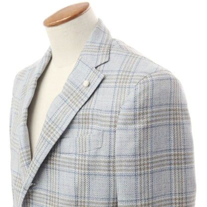 [New] Luigi Bianchi Mantova Wool Silk Linen Tailored Jacket Saxe Blue x Gray [Size 46] [BLU] [S/S] [Condition Rank N] [Men&