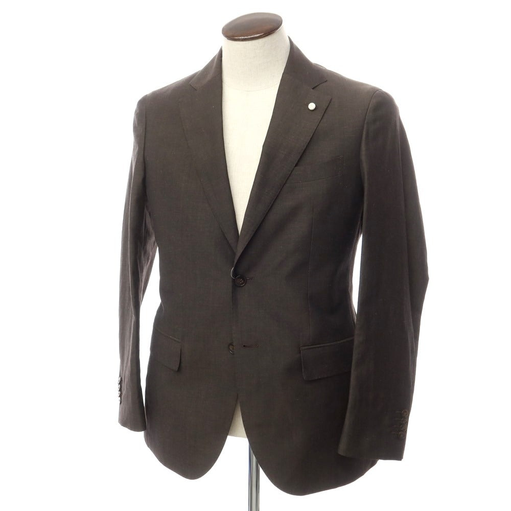 [New Outlet] Luigi Bianchi Mantova Wool Linen Tailored Jacket Brown [Size 48] [BRW] [S/S] [Condition Rank N-] [Men&