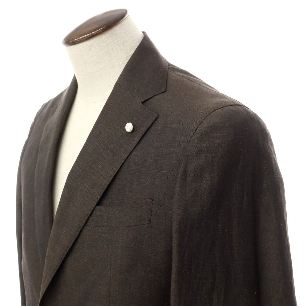 [New Outlet] Luigi Bianchi Mantova Wool Linen Tailored Jacket Brown [Size 48] [BRW] [S/S] [Condition Rank N-] [Men&