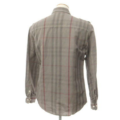 [Used] Burberry Cotton Linen Check Regular Collar Casual Shirt Gray [40] [Condition Rank C] [Men&