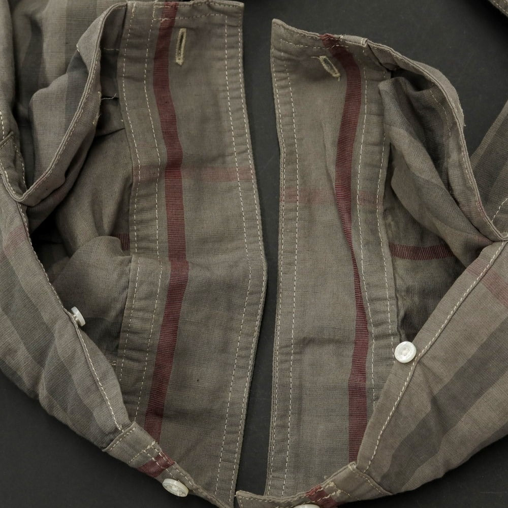 [Used] Burberry Cotton Linen Check Regular Collar Casual Shirt Gray [40] [Condition Rank C] [Men&