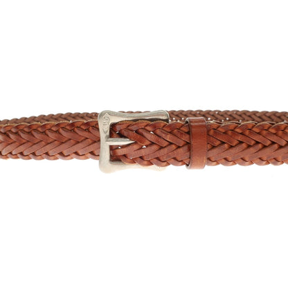 [Used] J&amp;amp;M Davidson Leather Mesh Belt Red Brown [36/90] [Condition Rank B] [Men&