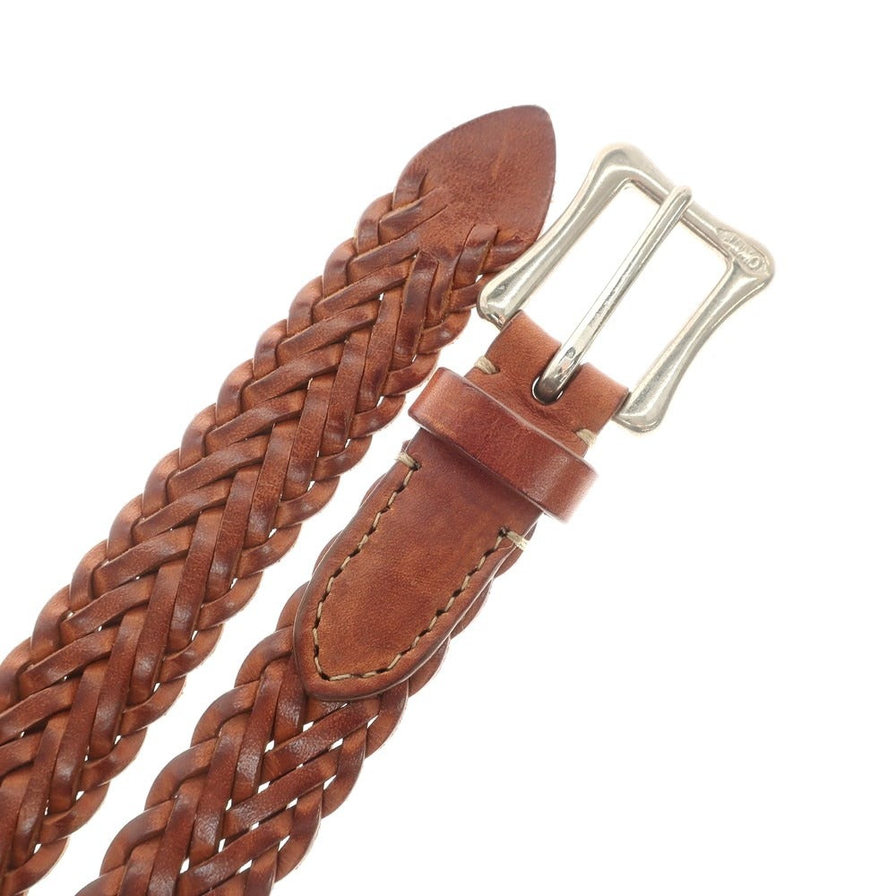 [Used] J&amp;amp;M Davidson Leather Mesh Belt Red Brown [36/90] [Condition Rank B] [Men&