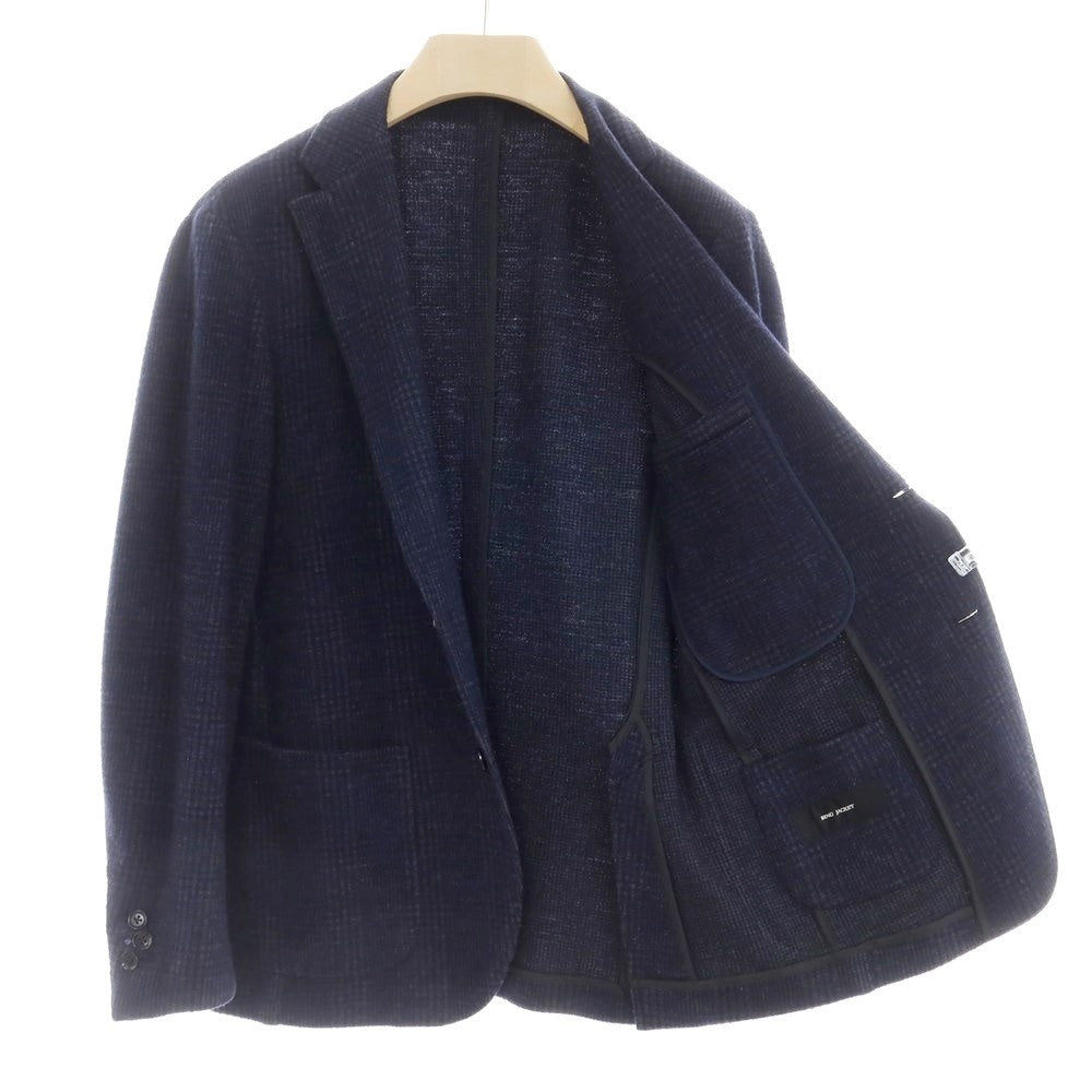 【中古】リングヂャケット RING JACKET ウールコットン ジャージー グレンチェック 3つボタンスーツ ネイビーxグレー【サイズ46】【NVY】【A/W】【状態ランクC】【メンズ】