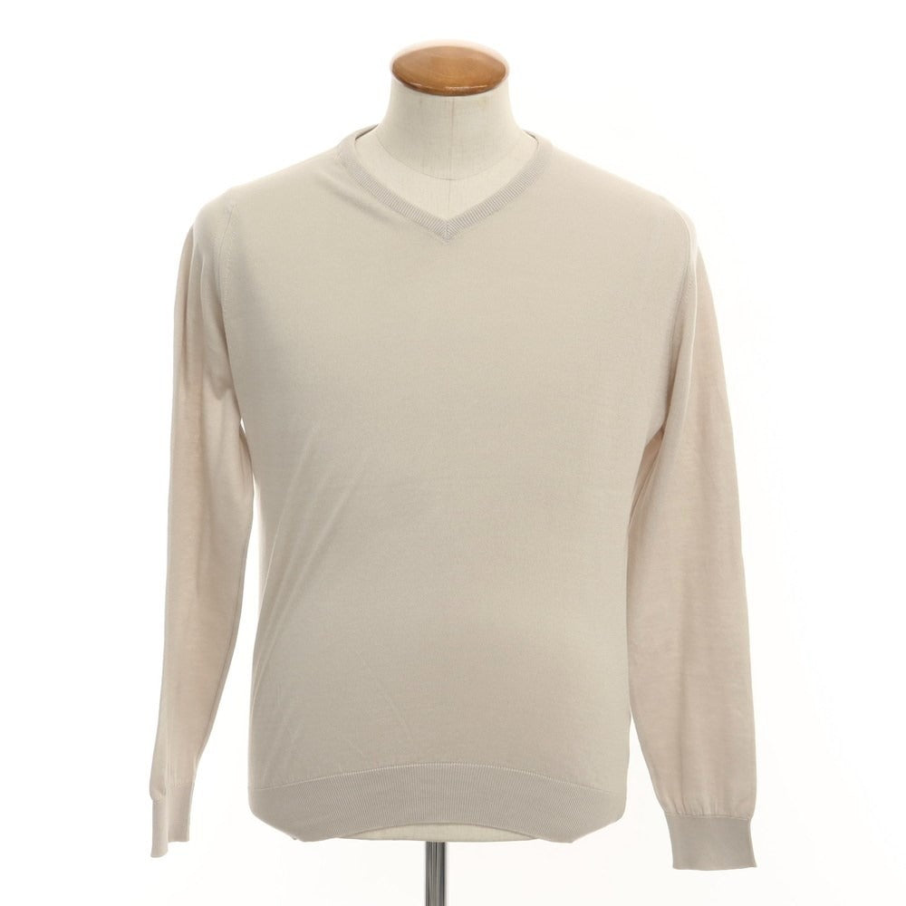 [Used] John Smedley Cotton V-neck pullover knit, beige [Size M] [BEI] [S/S] [Condition Rank B] [Men&