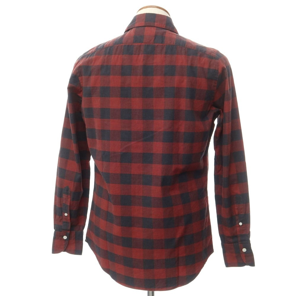 [Used] Finamore Cotton Check Horizontal Collar Casual Shirt Red x Black [39] [Condition Rank B] ​​[Men&