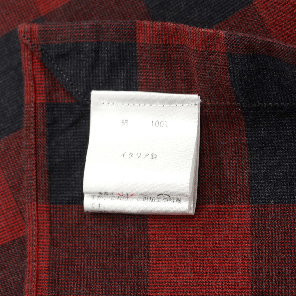 [Used] Finamore Cotton Check Horizontal Collar Casual Shirt Red x Black [39] [Condition Rank B] ​​[Men&