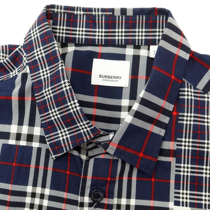 【中古】バーバリー BURBERRY コットン チェック カジュアルシャツ ネイビーxホワイト【 XXL 】【 状態ランクB 】【 メンズ 】