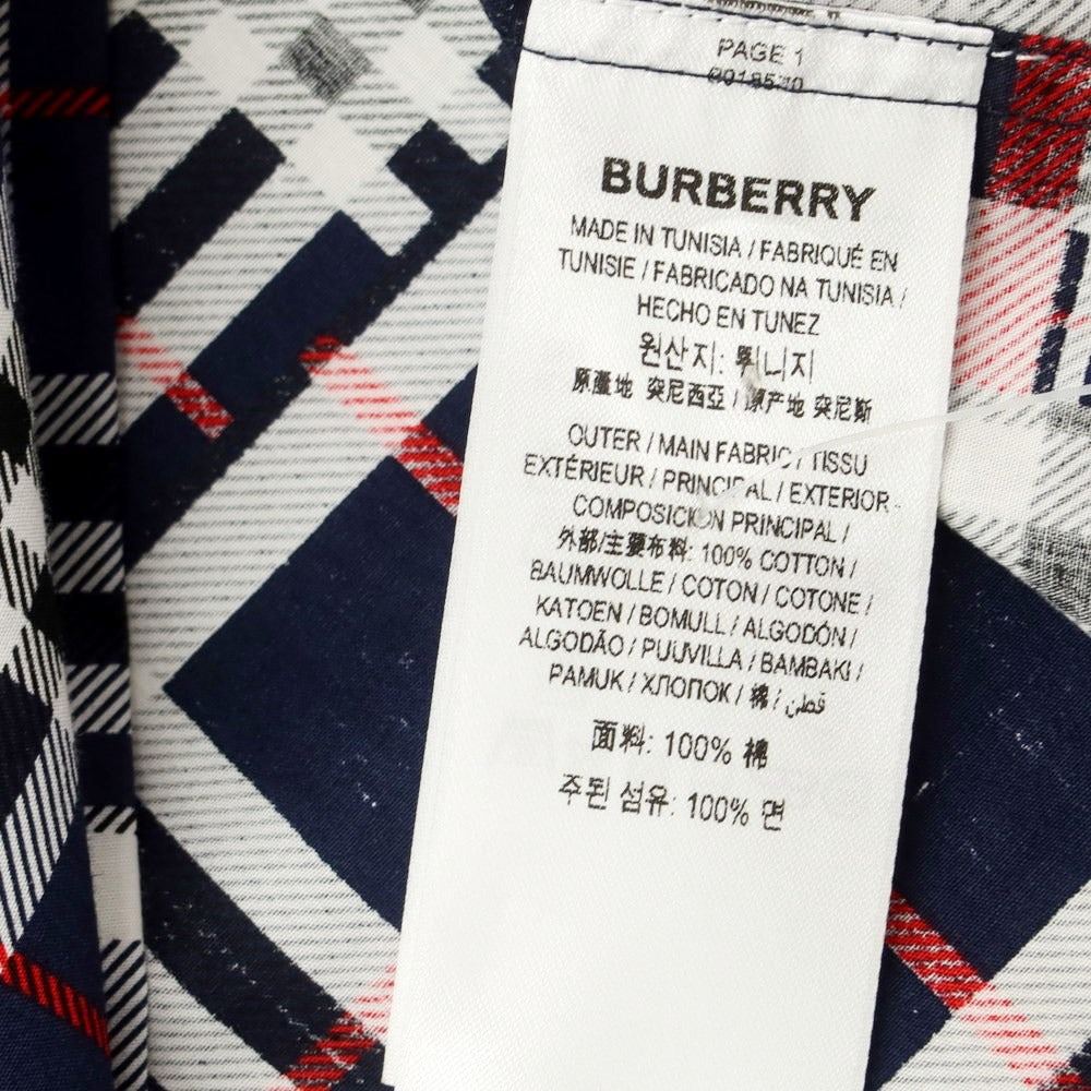 【中古】バーバリー BURBERRY コットン チェック カジュアルシャツ ネイビーxホワイト【 XXL 】【 状態ランクB 】【 メンズ 】