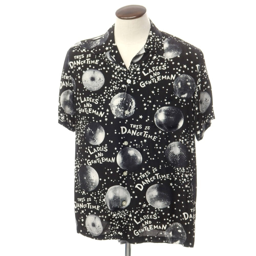 [Used] WACKO MARIA Rayon All-over Print Open Collar Short Sleeve Shirt Black x White [XL] [Condition Rank C] [Men&