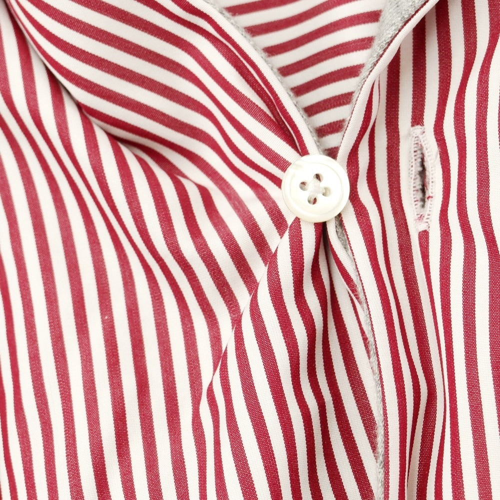 [Used] Common Sweden CMMN SWDN Cotton Striped Hooded Casual Shirt White x Wine Red [50] [Condition Rank B] ​​[Men&