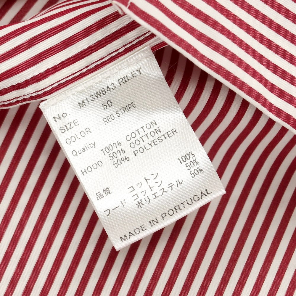 [Used] Common Sweden CMMN SWDN Cotton Striped Hooded Casual Shirt White x Wine Red [50] [Condition Rank B] ​​[Men&