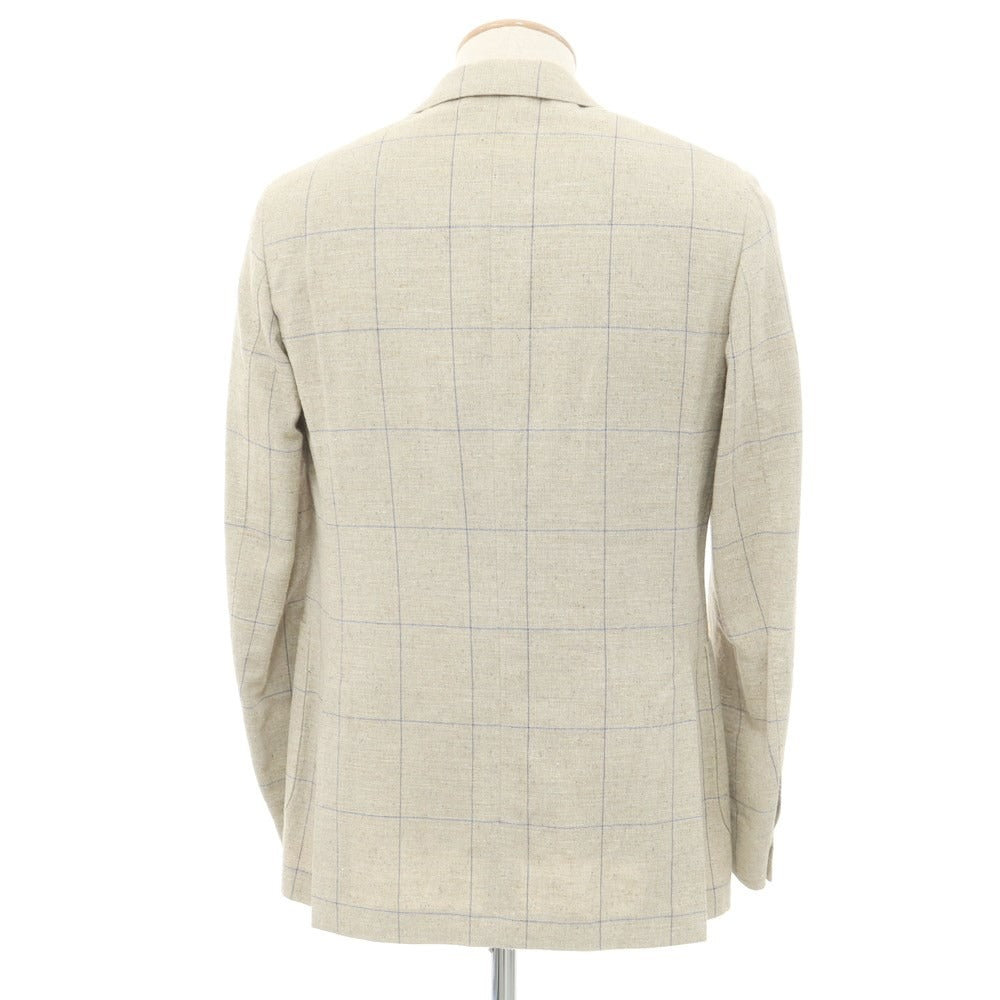 [Used] LARDINI Silk Linen Check 3B Casual Jacket Beige x Navy [Size 44] [BEI] [S/S] [Condition Rank B] ​​[Men&