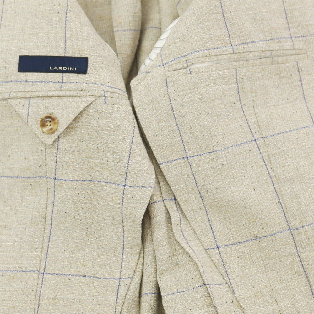 [Used] LARDINI Silk Linen Check 3B Casual Jacket Beige x Navy [Size 44] [BEI] [S/S] [Condition Rank B] ​​[Men&