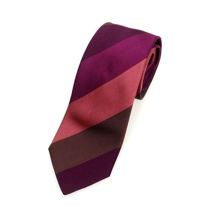 【中古】タイユアタイ TIE YOUR TIE シルクサテン ストライプ柄ネクタイ パープルxピンク系【 状態ランクB 】【 メンズ 】