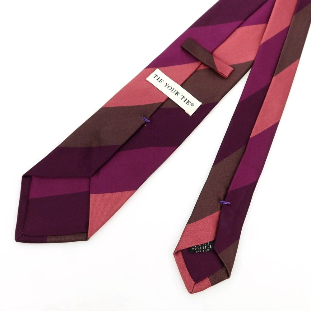 【中古】タイユアタイ TIE YOUR TIE シルクサテン ストライプ柄ネクタイ パープルxピンク系【 状態ランクB 】【 メンズ 】