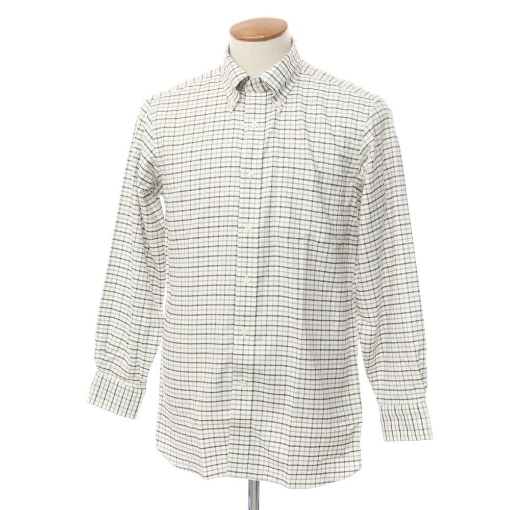 [Used] Lands End Cotton Check Button-down Casual Shirt White x Gray [39-82] [Condition Rank B] ​​[Men&