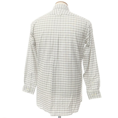 [Used] Lands End Cotton Check Button-down Casual Shirt White x Gray [39-82] [Condition Rank B] ​​[Men&