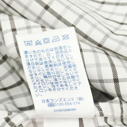 [Used] Lands End Cotton Check Button-down Casual Shirt White x Gray [39-82] [Condition Rank B] ​​[Men&