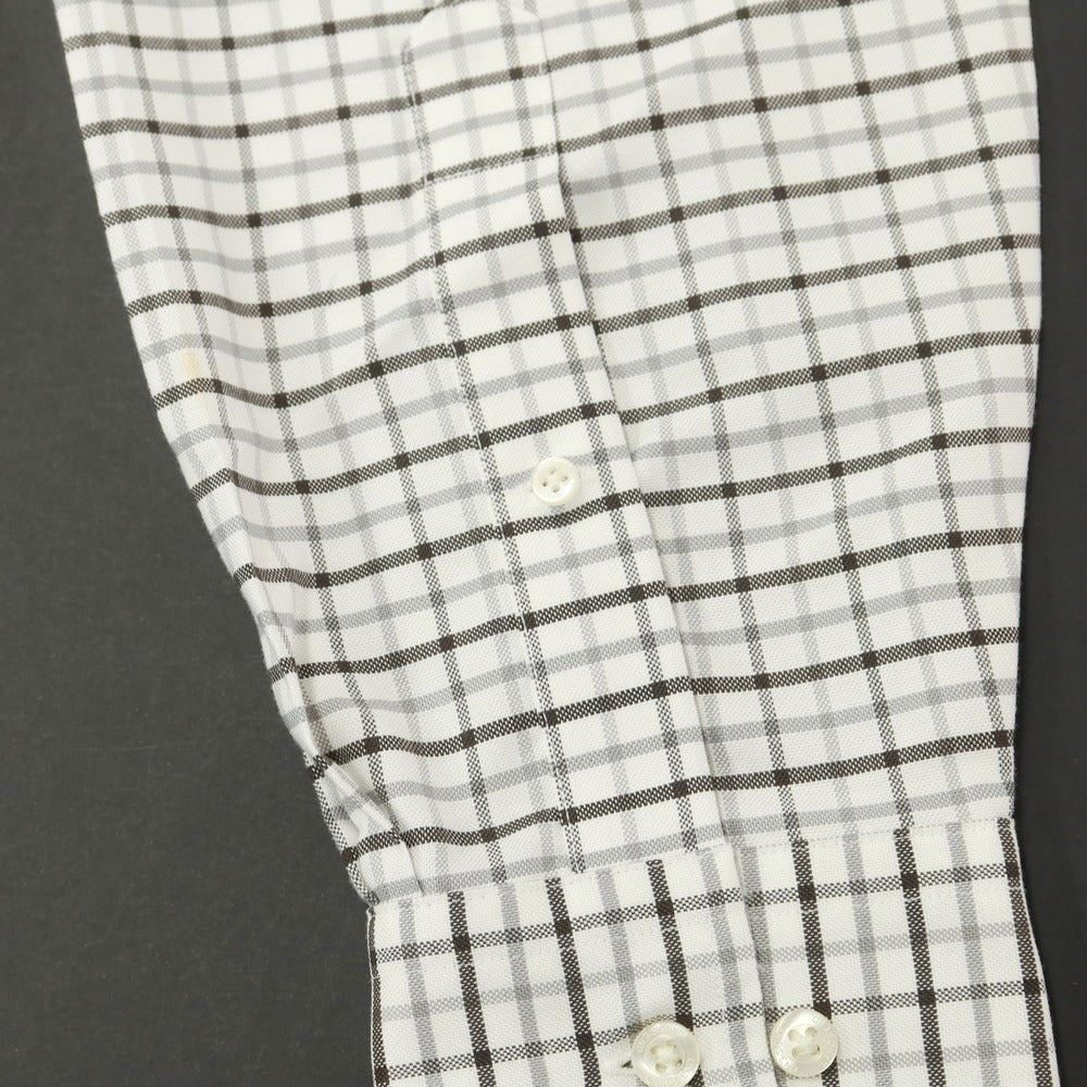 [Used] Lands End Cotton Check Button-down Casual Shirt White x Gray [39-82] [Condition Rank B] ​​[Men&