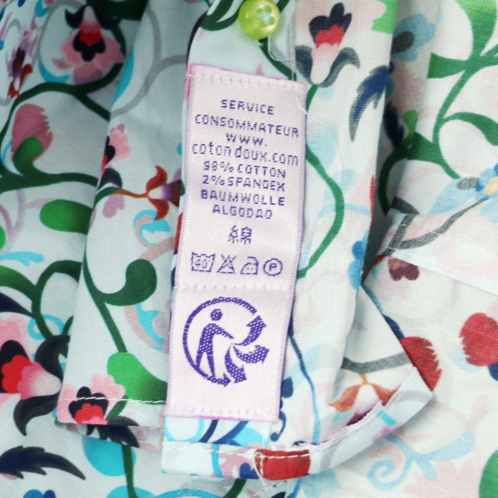 [Used] COTONDOUX stretch cotton floral casual shirt, light blue x multicolor [41] [Condition rank A] [Men&