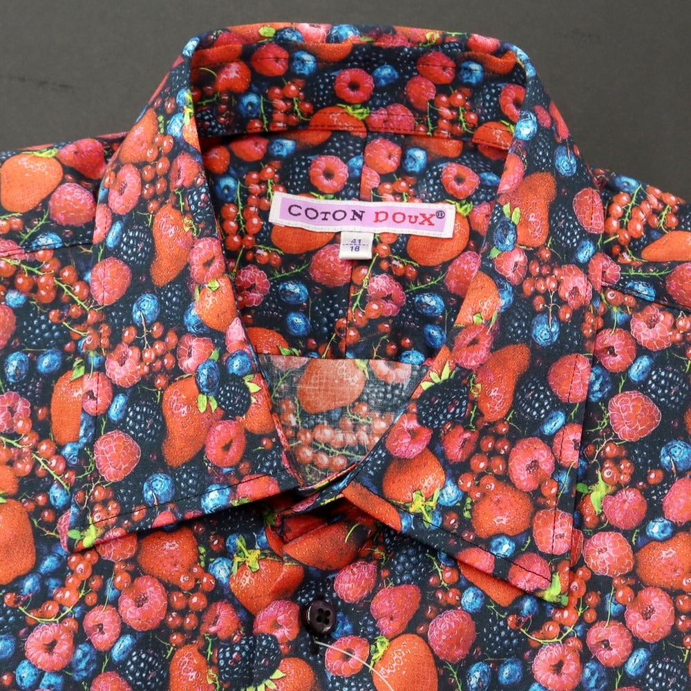 [Used] COTONDOUX Stretch Cotton All-over Pattern Casual Shirt Red x Navy [41] [Condition Rank A] [Men&