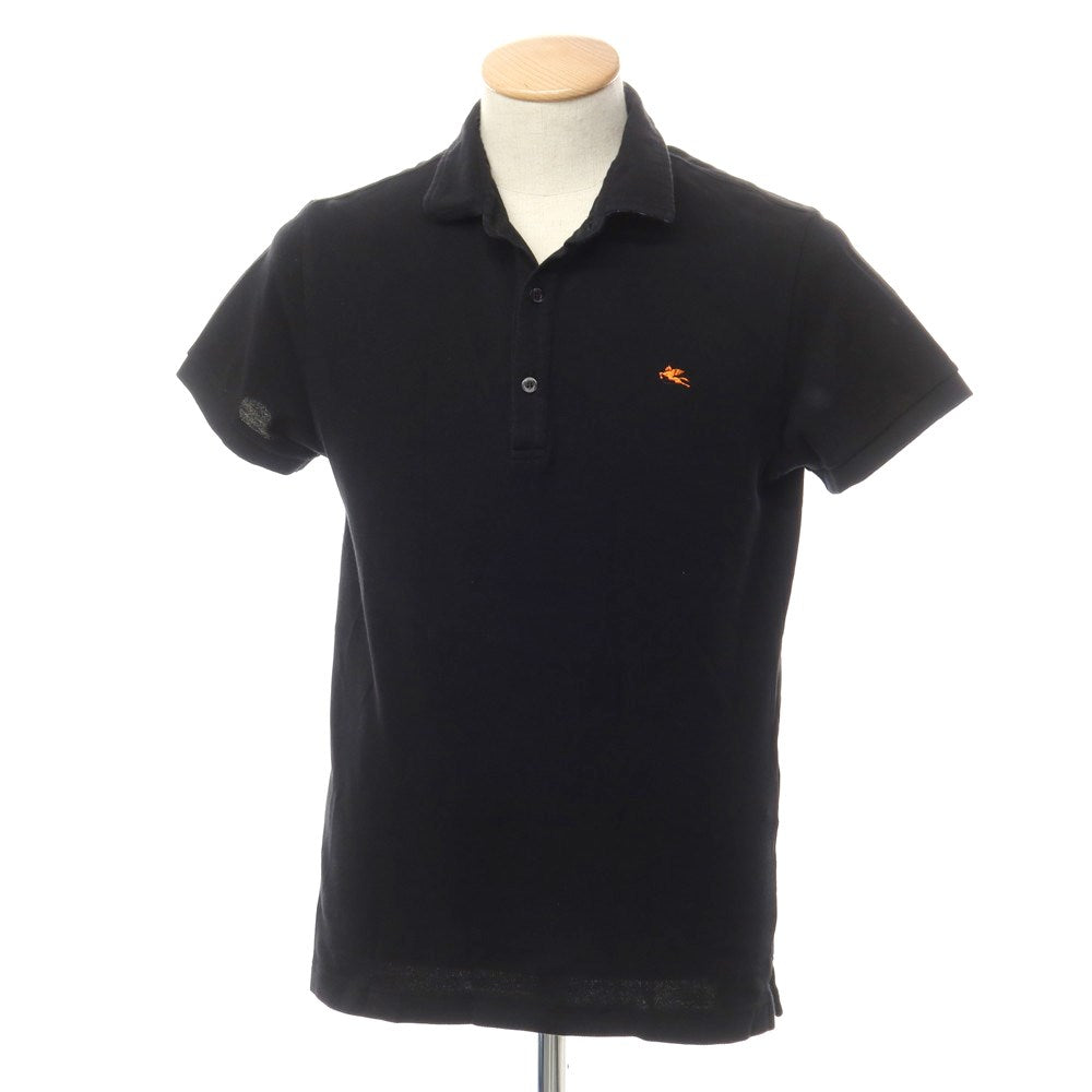 [Used] ETRO Jersey cotton short sleeve polo shirt, black [S] [Condition rank C] [Men&