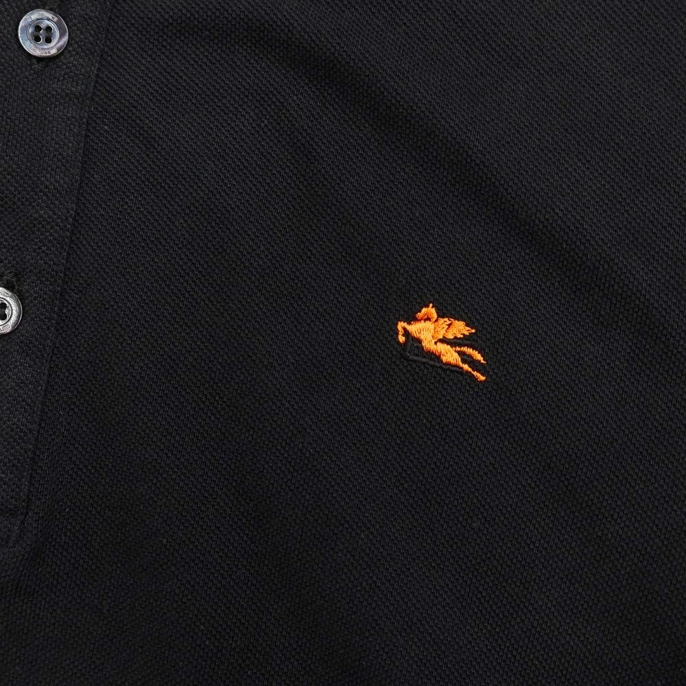 [Used] ETRO Jersey cotton short sleeve polo shirt, black [S] [Condition rank C] [Men&