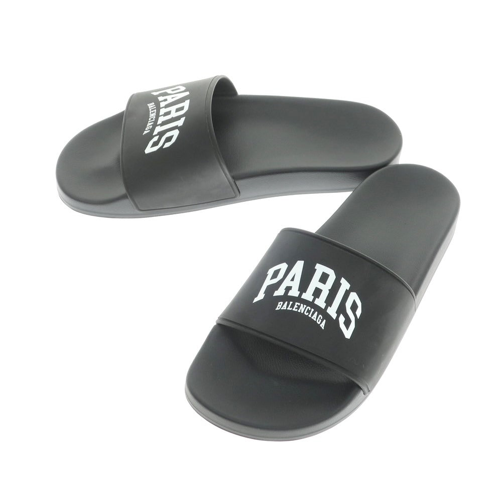 【中古】【未使用】バレンシアガ BALENCIAGA POOL SLIDE CITIES ラバー スライドサンダル ブラック【 40 】【 状態ランクS 】【 メンズ 】