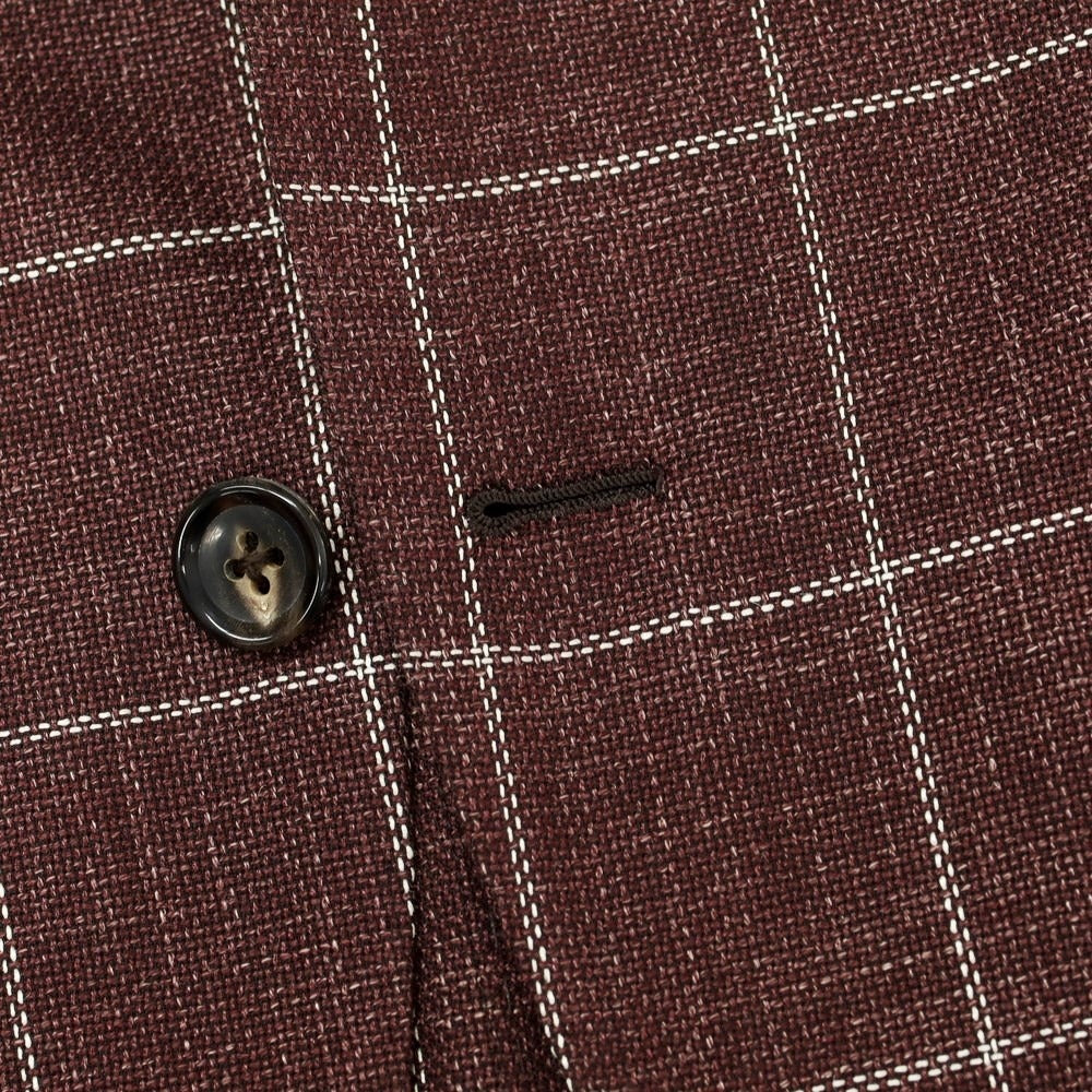 [Used] Brilla per il gusto Wool silk linen check tailored jacket Bordeaux x white [46] [Condition rank A] [Men&