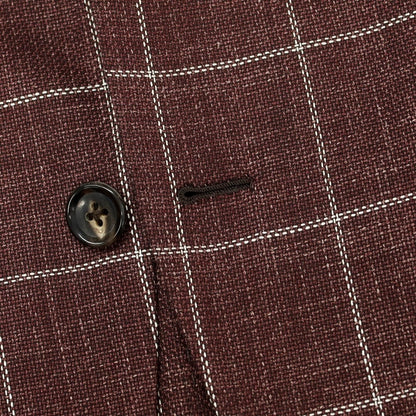 [Used] Brilla per il gusto Wool silk linen check tailored jacket Bordeaux x white [46] [Condition rank A] [Men&