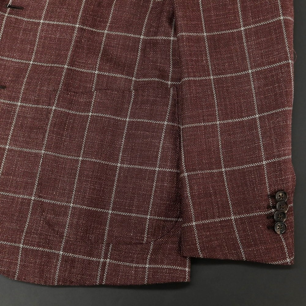 [Used] Brilla per il gusto Wool silk linen check tailored jacket Bordeaux x white [46] [Condition rank A] [Men&