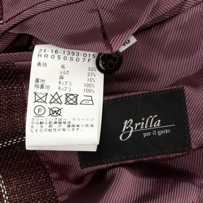 [Used] Brilla per il gusto Wool silk linen check tailored jacket Bordeaux x white [46] [Condition rank A] [Men&