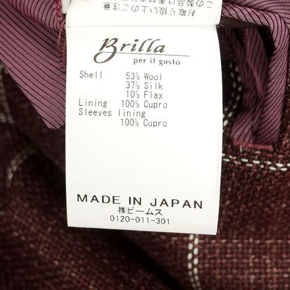 [Used] Brilla per il gusto Wool silk linen check tailored jacket Bordeaux x white [46] [Condition rank A] [Men&