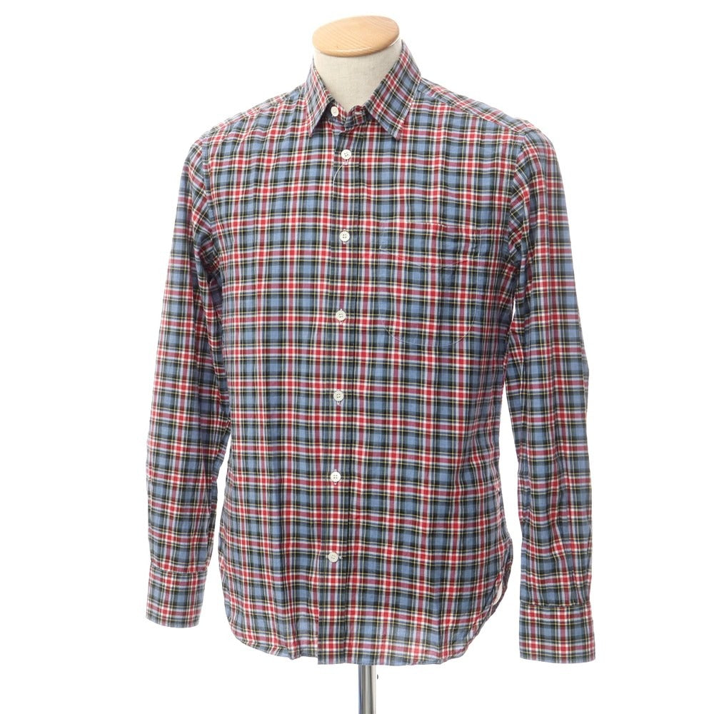 [Used] MAISON KITSUNE Cotton Check Casual Shirt Blue x Red [38] [Condition Rank B] ​​[Men&