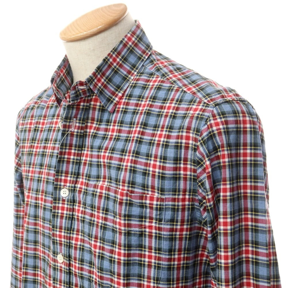 [Used] MAISON KITSUNE Cotton Check Casual Shirt Blue x Red [38] [Condition Rank B] ​​[Men&