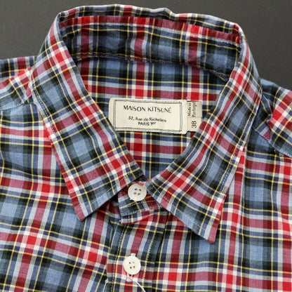 [Used] MAISON KITSUNE Cotton Check Casual Shirt Blue x Red [38] [Condition Rank B] ​​[Men&