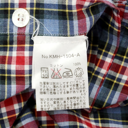 【中古】メゾンキツネ MAISON KITSUNE コットン チェック カジュアルシャツ ブルーxレッド【 38 】【 状態ランクB 】【 メンズ 】