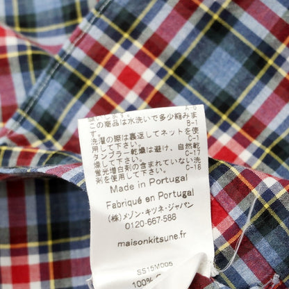 [Used] MAISON KITSUNE Cotton Check Casual Shirt Blue x Red [38] [Condition Rank B] ​​[Men&