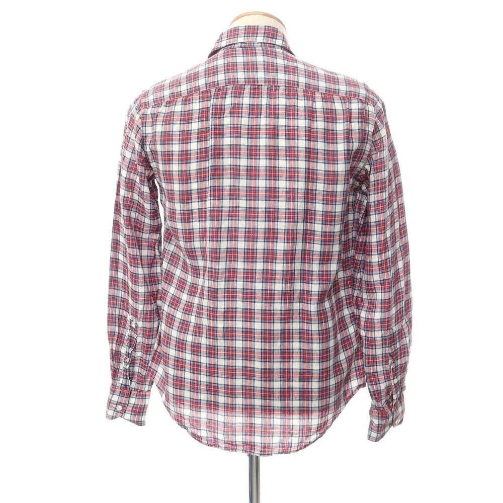 [Used] GUY ROVER Linen Check Horizontal Collar Casual Shirt White x Red [XS] [Condition Rank C] [Men&