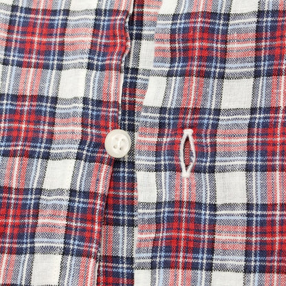 [Used] GUY ROVER Linen Check Horizontal Collar Casual Shirt White x Red [XS] [Condition Rank C] [Men&