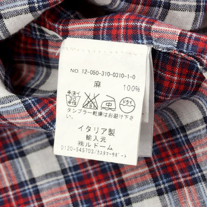 [Used] GUY ROVER Linen Check Horizontal Collar Casual Shirt White x Red [XS] [Condition Rank C] [Men&