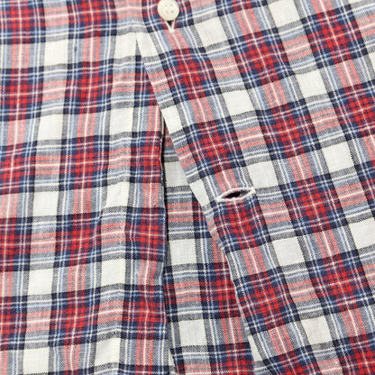 [Used] GUY ROVER Linen Check Horizontal Collar Casual Shirt White x Red [XS] [Condition Rank C] [Men&