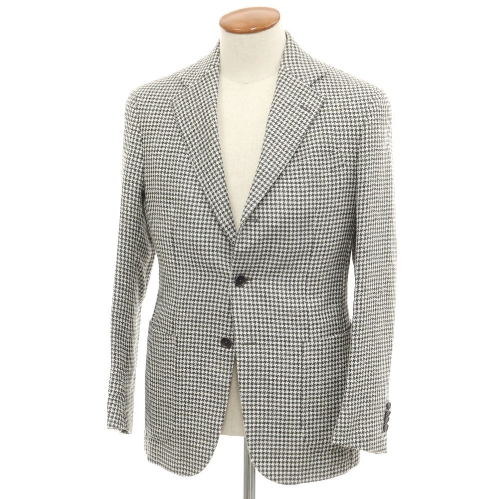 [Used] DE PETRILLO wool linen houndstooth pattern tailored jacket charcoal gray x white [46] [Condition rank B] ​​[Men&