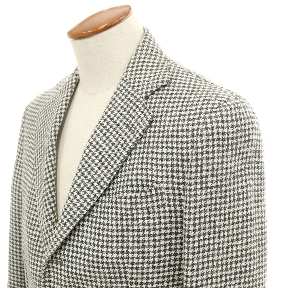 [Used] DE PETRILLO wool linen houndstooth pattern tailored jacket charcoal gray x white [46] [Condition rank B] ​​[Men&