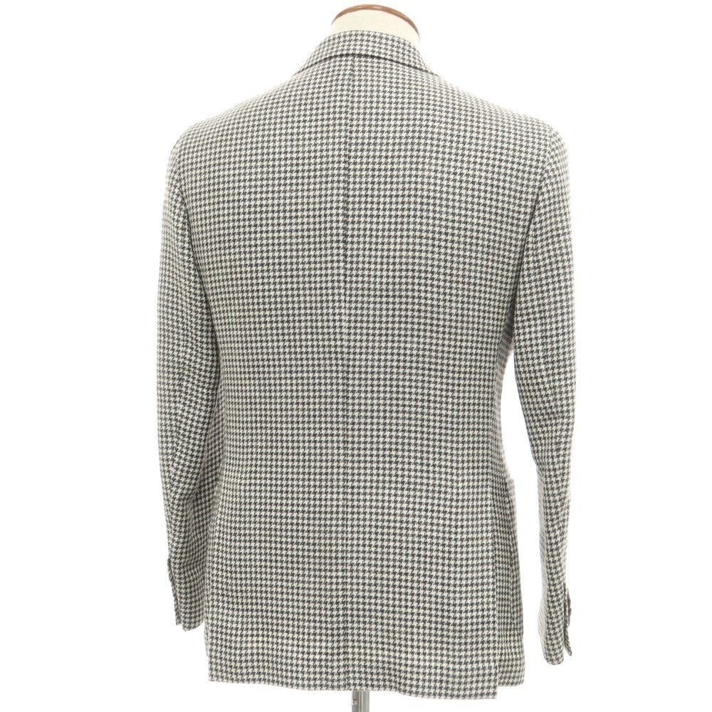 [Used] DE PETRILLO wool linen houndstooth pattern tailored jacket charcoal gray x white [46] [Condition rank B] ​​[Men&