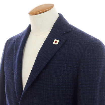 【中古】ラルディーニ LARDINI ウール グレンチェック 3つボタン テーラードジャケット ネイビー【サイズ46 7REG】【NVY】【A/W】【状態ランクA】【メンズ】【758993】