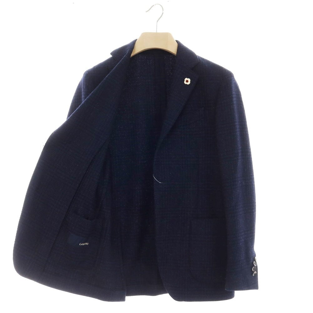 【中古】ラルディーニ LARDINI ウール グレンチェック 3つボタン テーラードジャケット ネイビー【サイズ46 7REG】【NVY】【A/W】【状態ランクA】【メンズ】【758993】