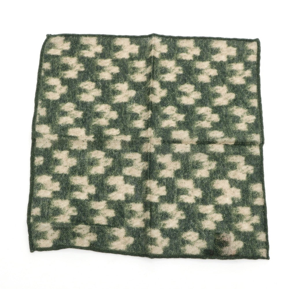 [Used] EREDI CHIARINI Cashmere Pocket Square Moss Green x Beige [Condition Rank A] [Men&