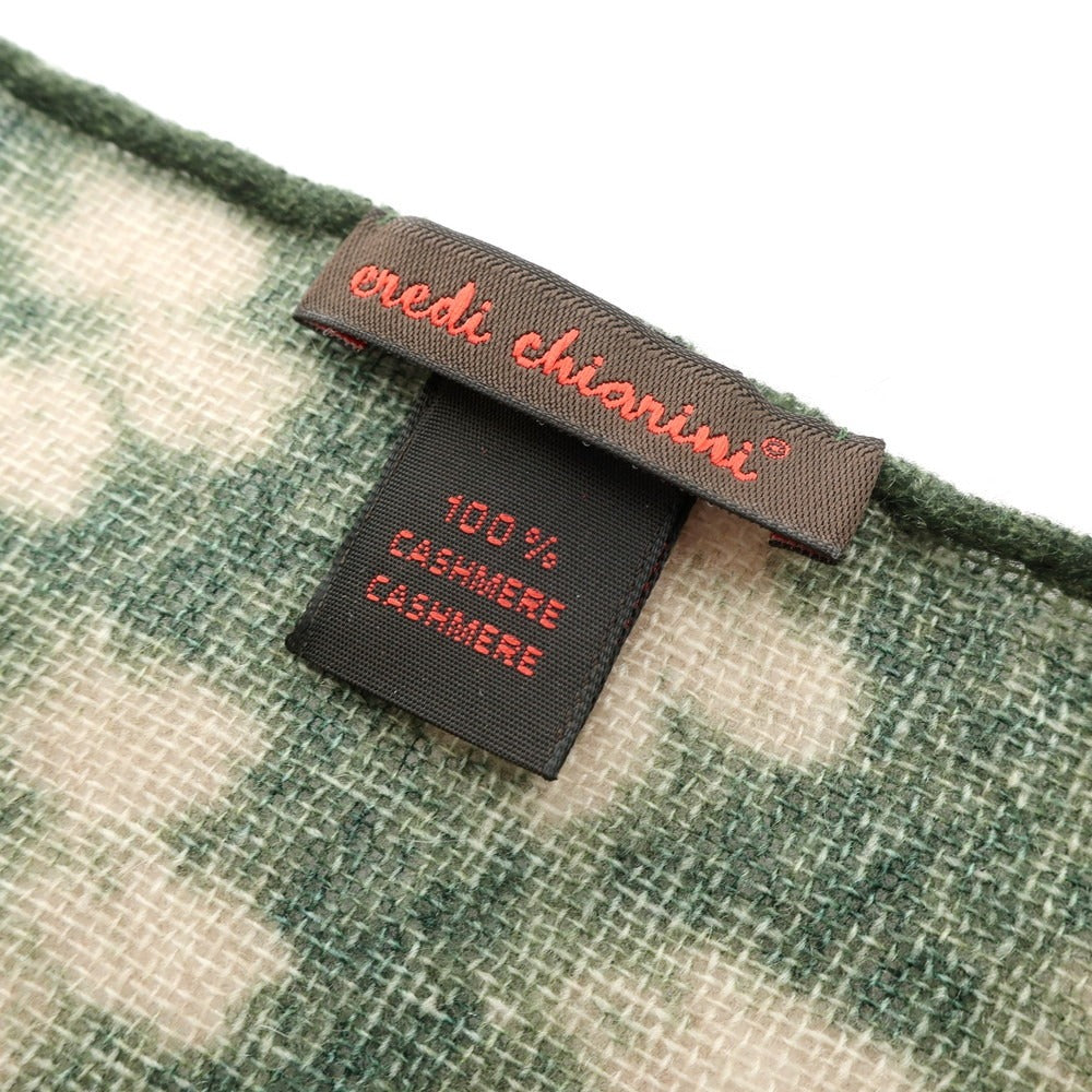 [Used] EREDI CHIARINI Cashmere Pocket Square Moss Green x Beige [Condition Rank A] [Men&